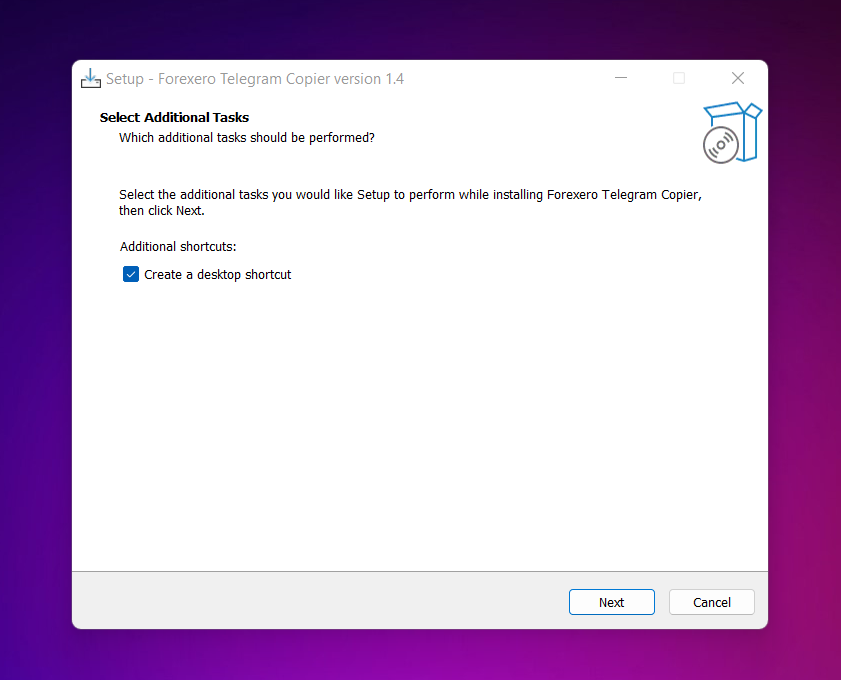 Forexero Copier installer, step 3